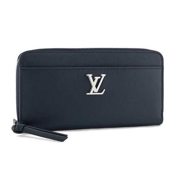 Louis Vuitton Long Wallet Round Zipper Zippy Lock Me Calf Leather Noir - Picture 1 of 6